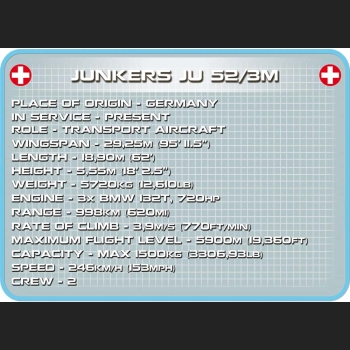 Junkers JU 52/3M Swiss i542 Kl.HC WWII